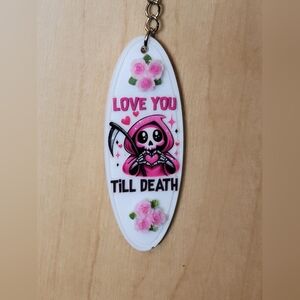 💀NEW 💀Hand Crafted Reaper  Pink and White Key Holder